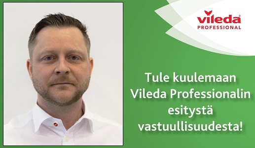 Vastuullisen siivouksen välineet. Petteri Enne, Vileda Professional. Finnclean 2023